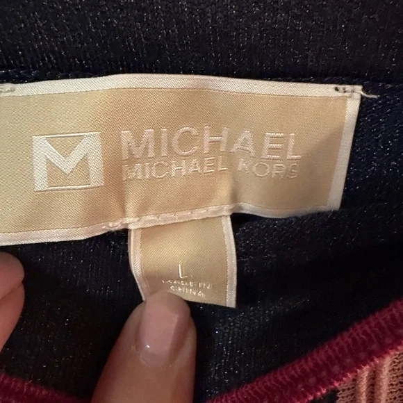 Michael Michael Kors Ribbed Knit Midi Skirt – Pink Stripe | Size L - Picture 4 of 7